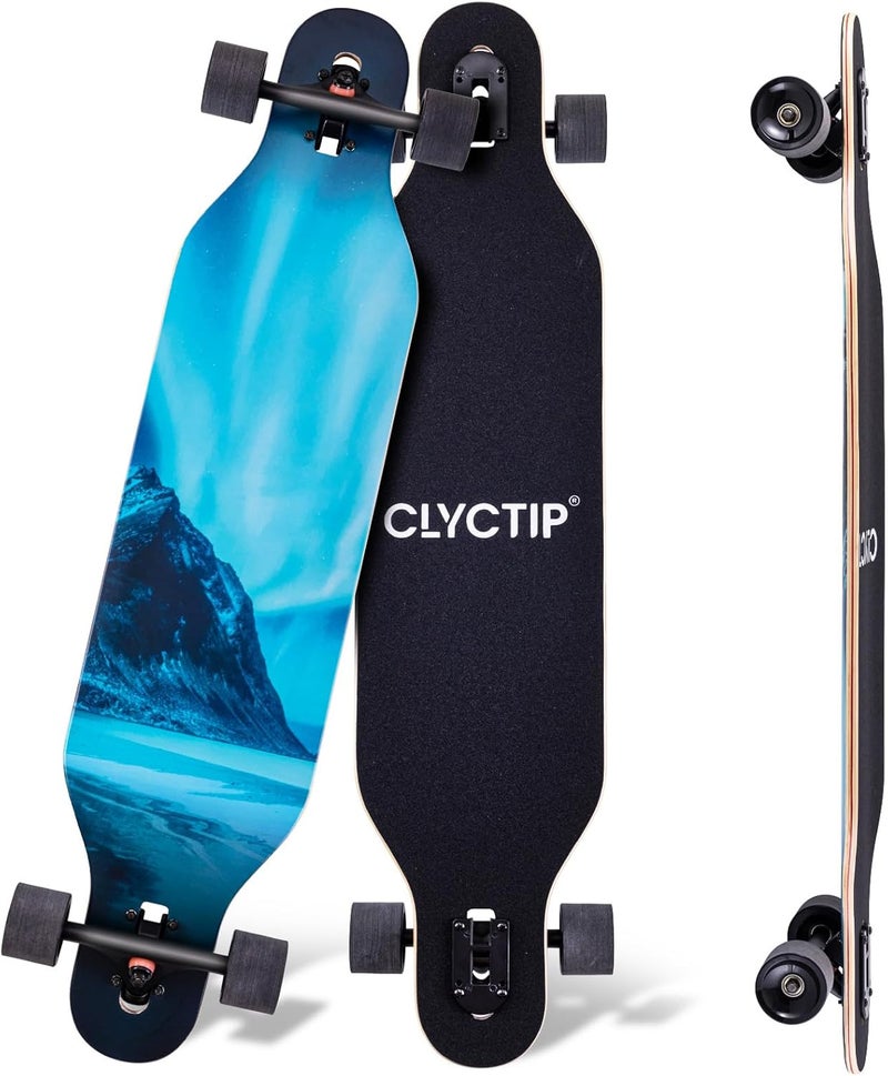 CLYCTIP 41 Inch Longboard Skateboard,9-Ply Maple,ABEC-11 Bearings,Complete Skateboard for Cruising, Carving, Downhill and Free-Style - Image 1